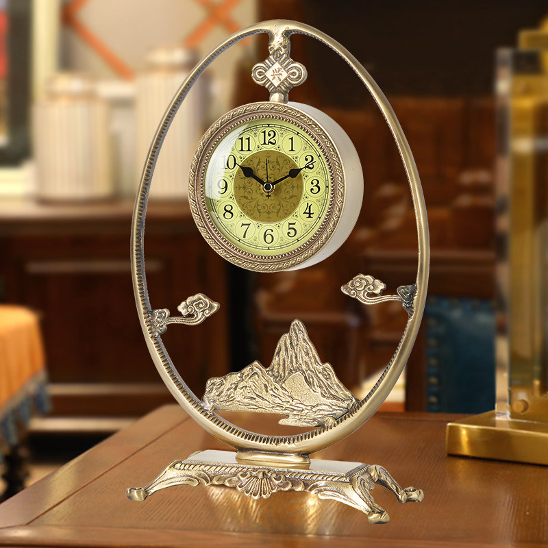 钟表新品座钟静音摆件风水台钟黄铜中式新中式座钟