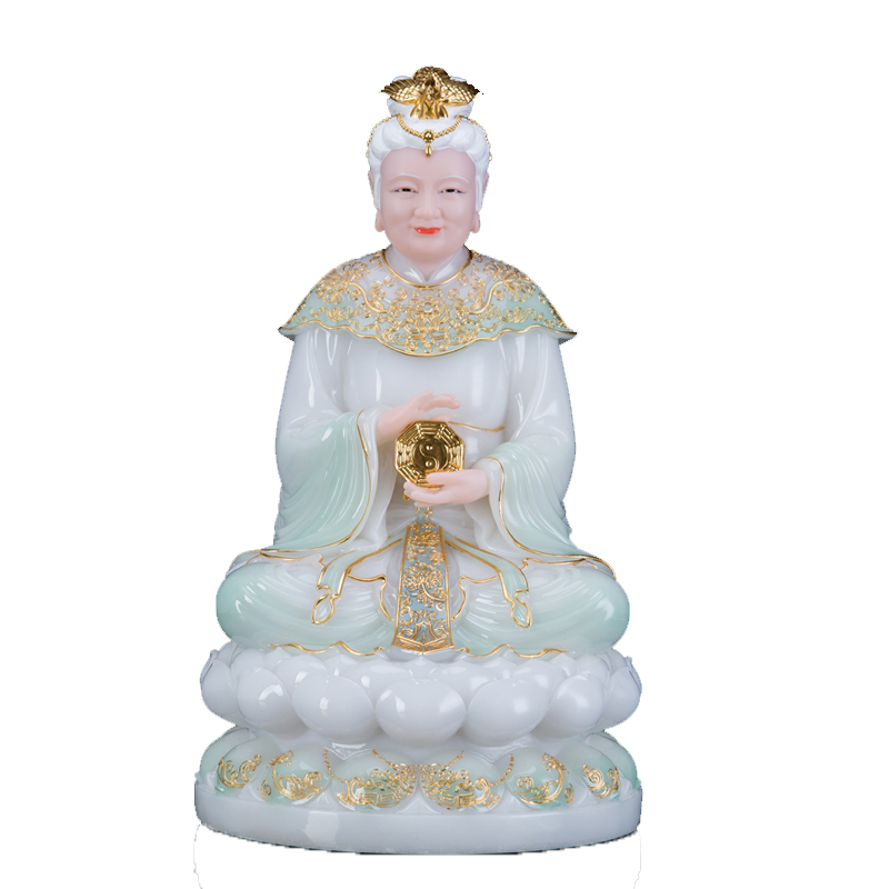 老母汉白玉无声神像白发无生无极黎山圣母摆件摆件