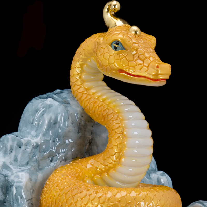 汉白玉蛇灵神像招财蟒仙保家仙真身常老祖青蛇摆件