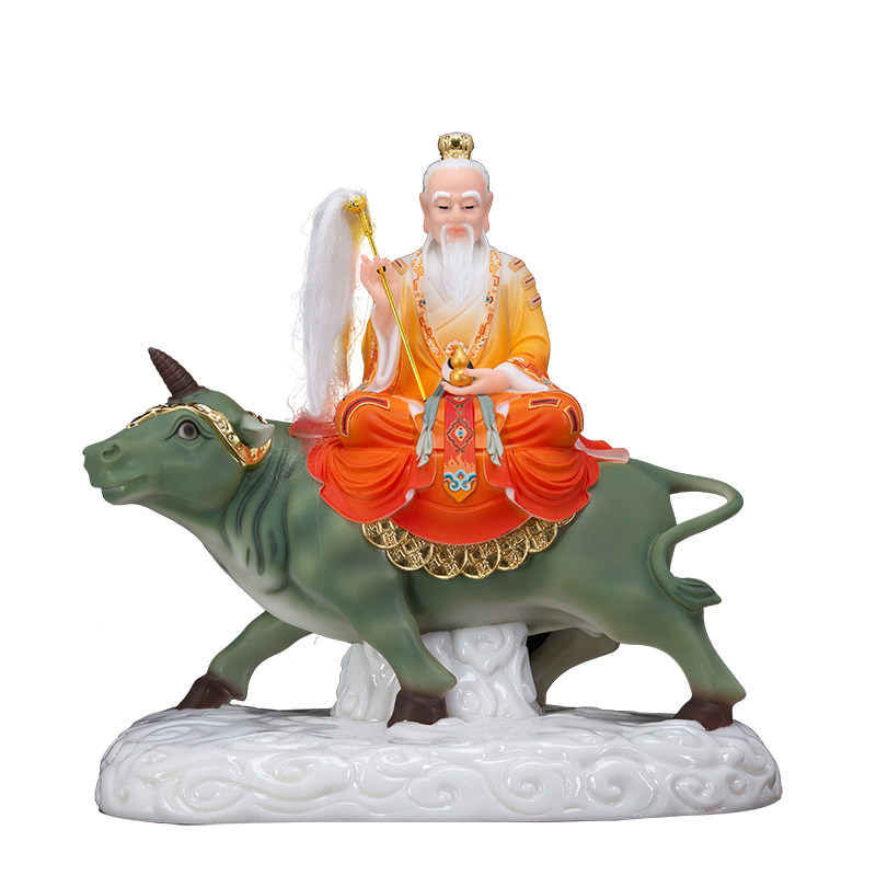 19寸汉白玉骑牛太上老君神像居家供奉保平平安摆件