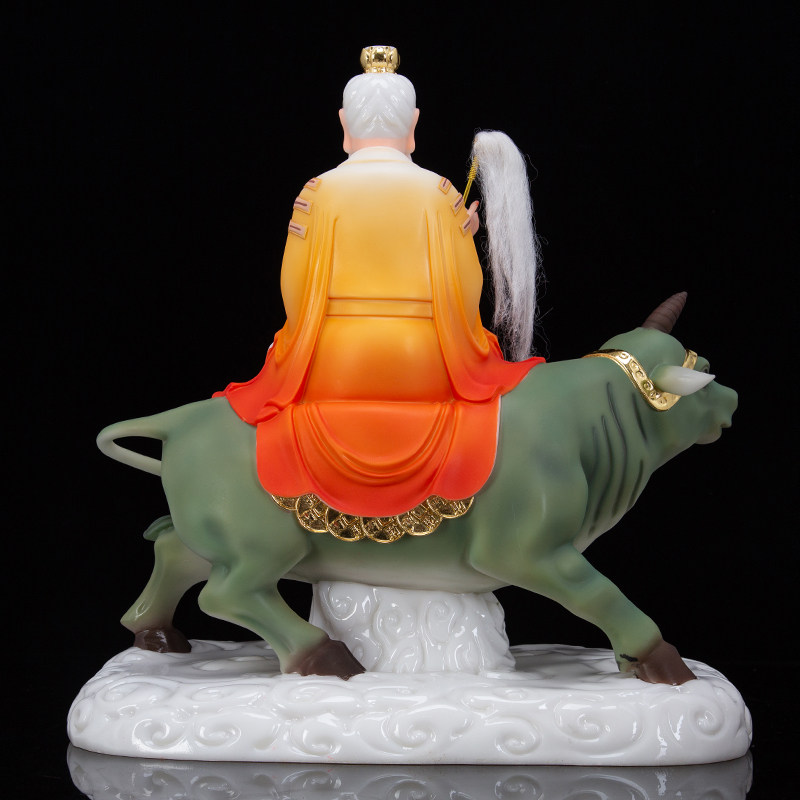 19寸汉白玉骑牛太上老君神像居家供奉保平平安摆件
