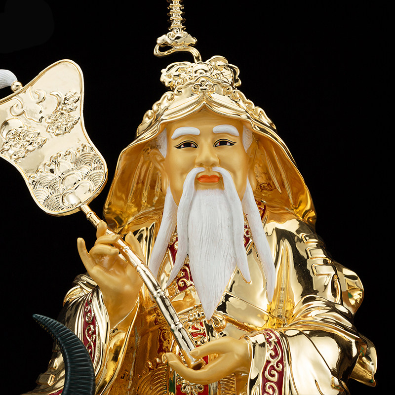 骑牛太上老君神像 台湾纯铜鎏金居家供奉保平安 道教道德天尊摆件