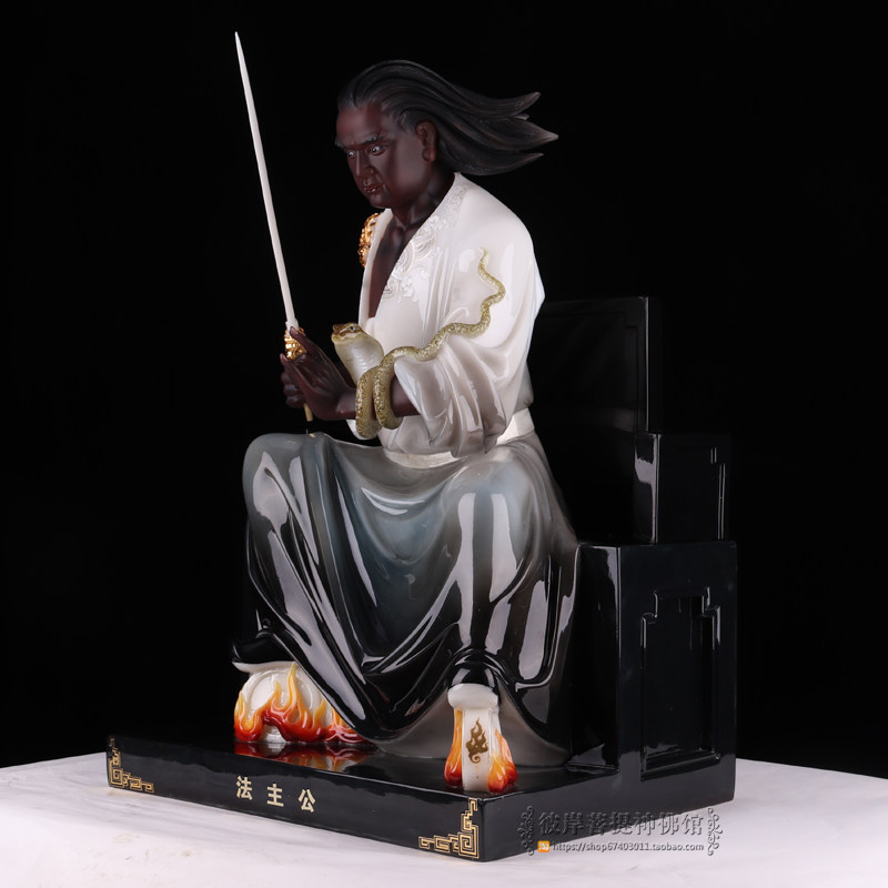 白玉石神像道教彩绘玉石君汉主公天圣公圣君爷张摆件