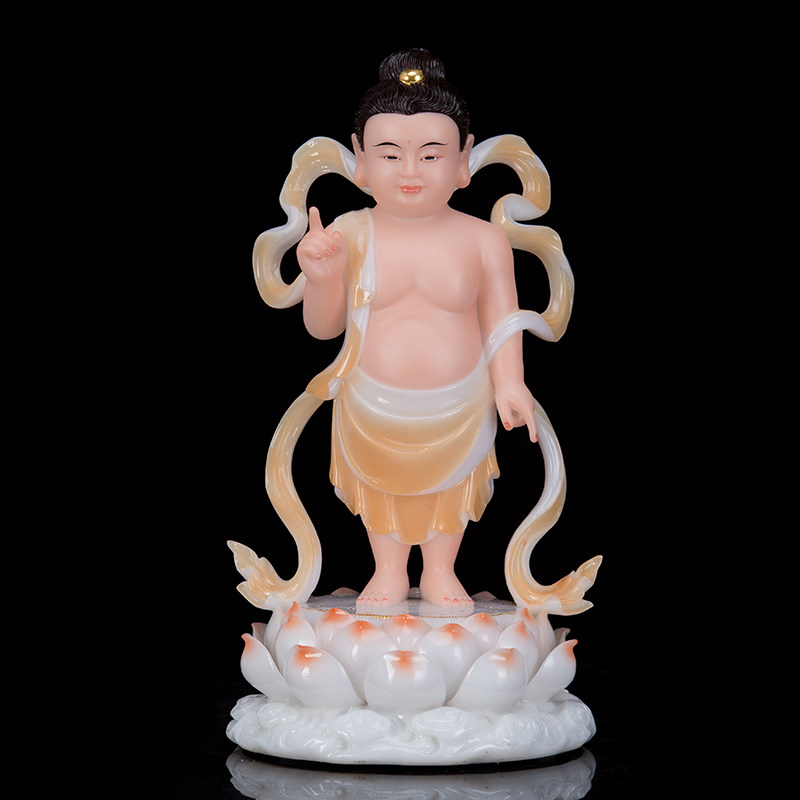 汉白玉太子佛浴佛盆南无本释迦牟尼王子家居佛堂供奉摆件