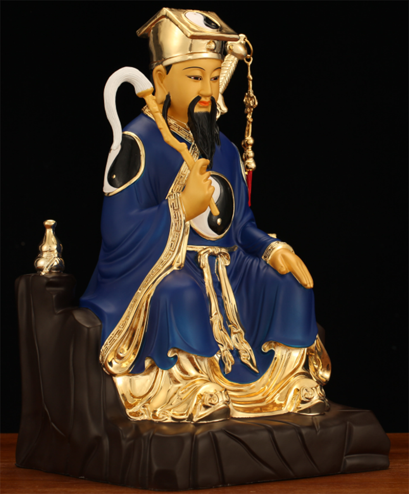 16寸吕洞宾神像纯铜彩绘居家供奉八仙纯阳祖师摆件