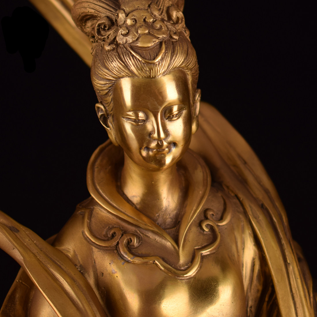 九天女神像踏凤玄女娘娘台湾纯铜居家供奉客厅摆件