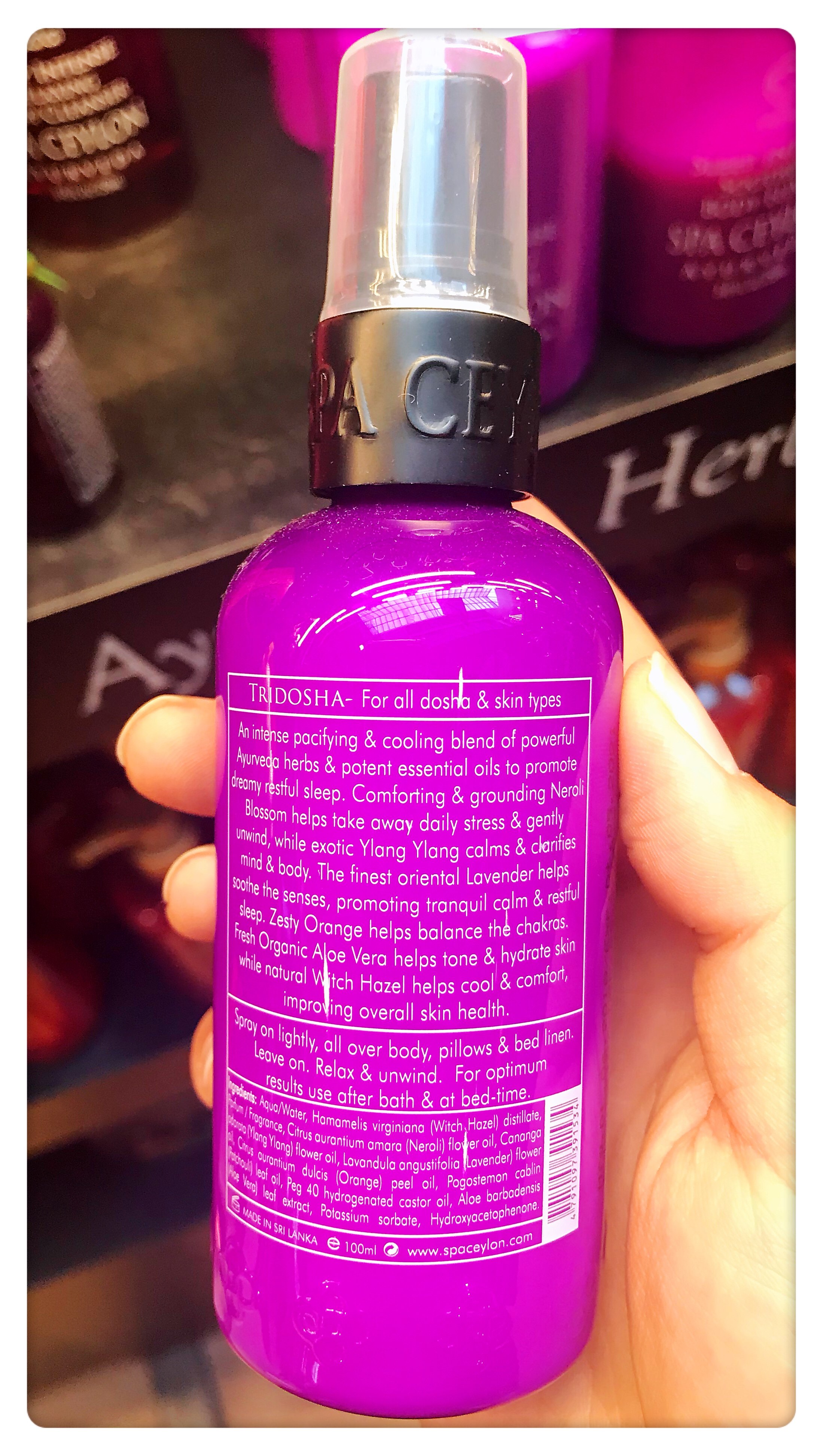 spaceylon斯里兰卡加强睡眠精油喷雾100ml舒缓正常身体喷雾