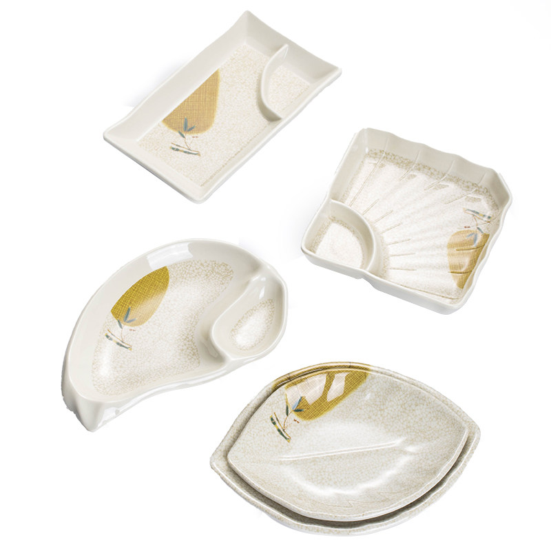 高档a5仿瓷盘子富贵竹密胺餐具ktv小吃碟子盘