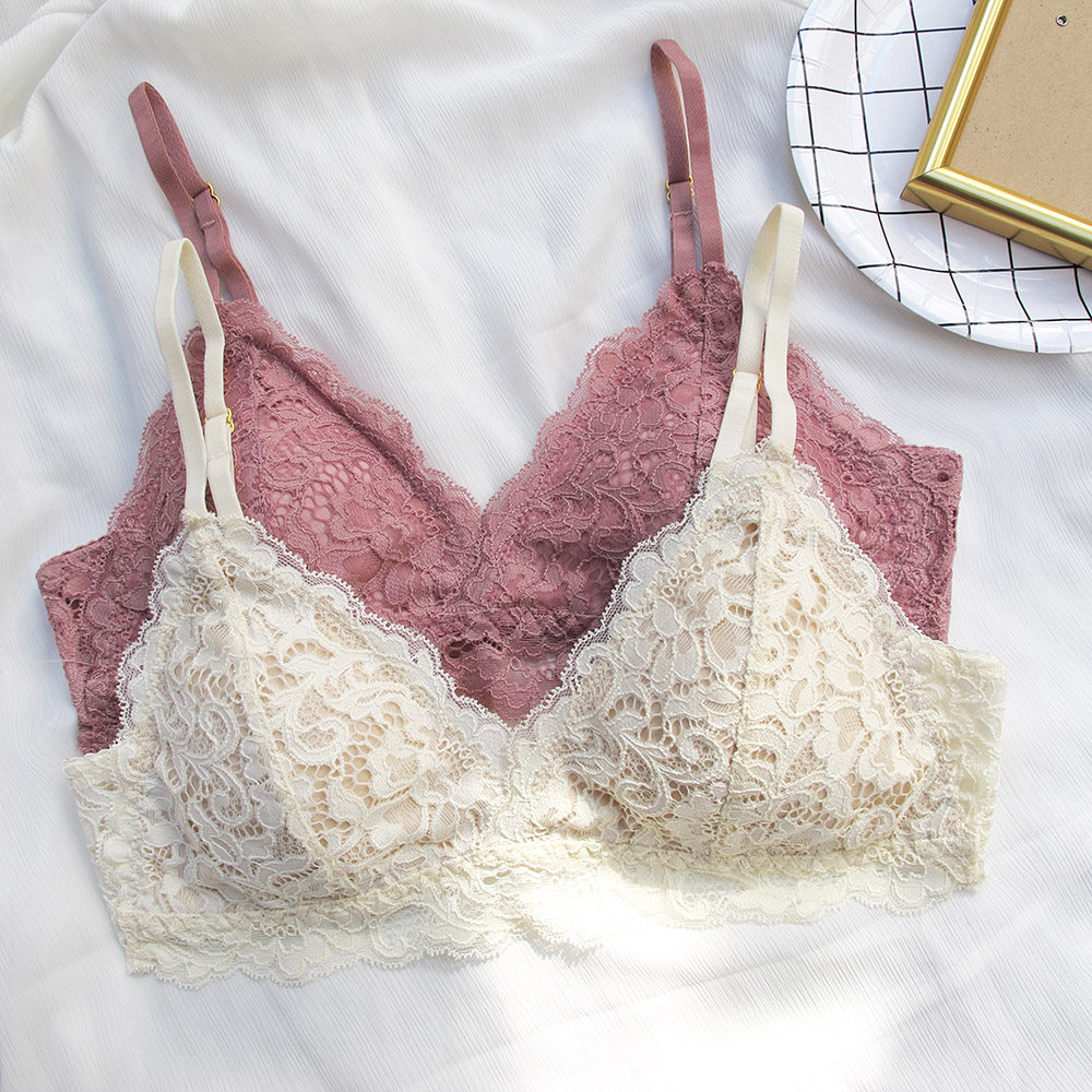 蕾丝大胸胸罩文胸罩钢圈bra小胸超薄夏秋季少女文胸