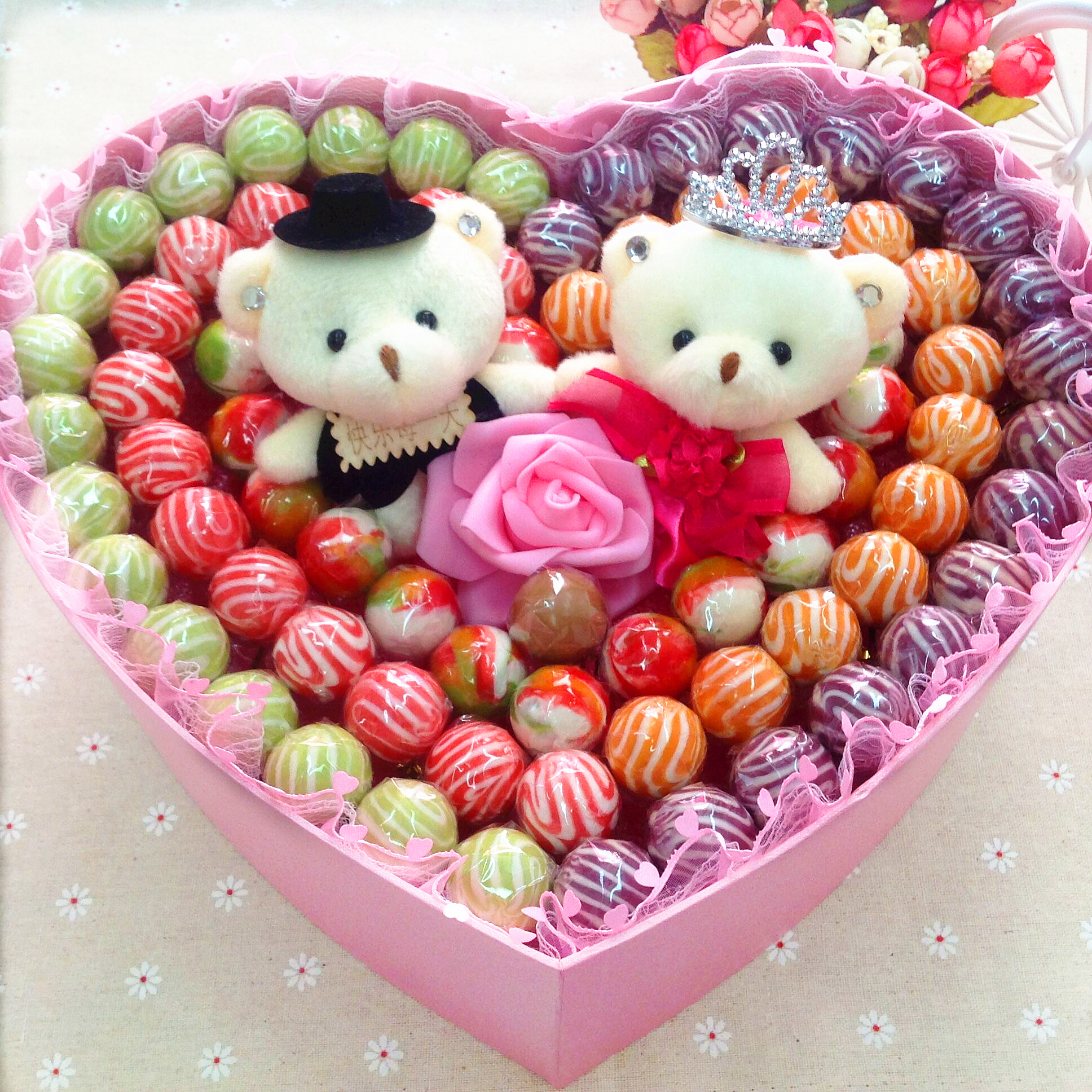 阿尔卑斯棒棒糖果荔枝味礼盒装送男女朋友三八情人节生日创意礼物