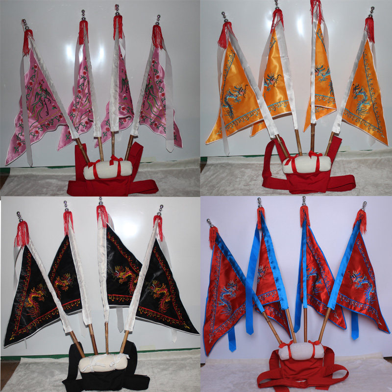 舞台表演道具成人儿童戏曲旗背舞蹈打鼓双面民族服装