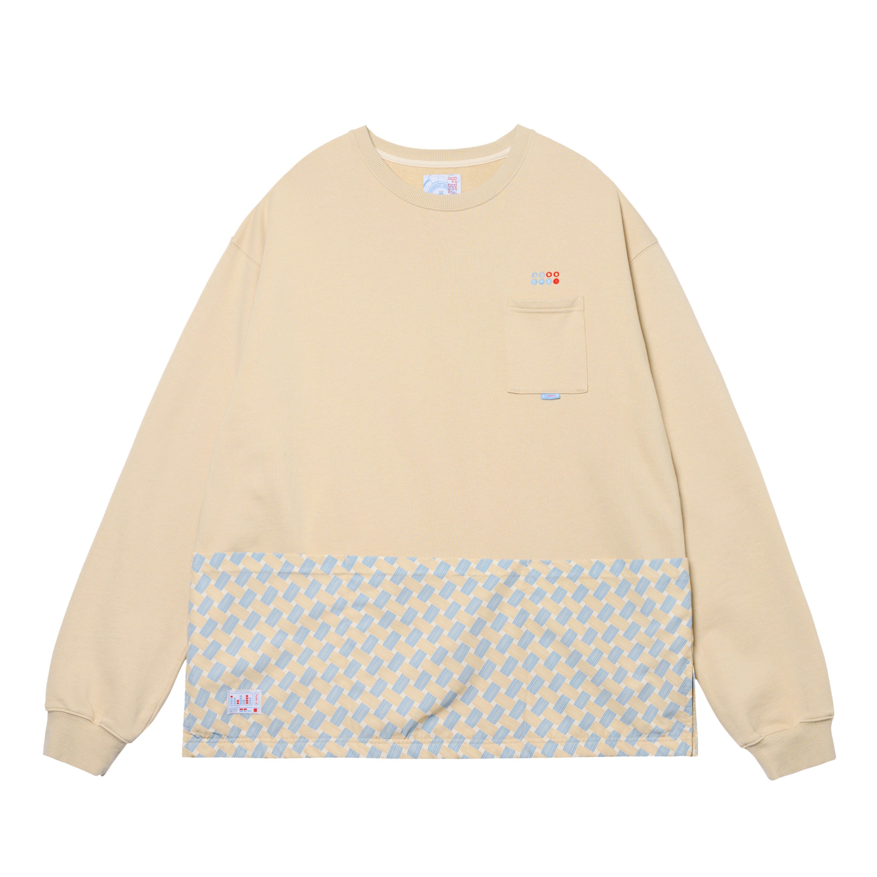 FEAROM 20SS 太空主题纺织物系列下摆拼接开叉套头圆领卫衣 两色