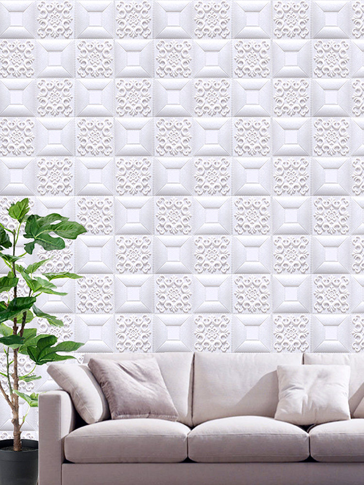 3d立体墙贴防水防潮泡沫墙纸自粘电视背景墙面装饰吊顶天花板贴纸