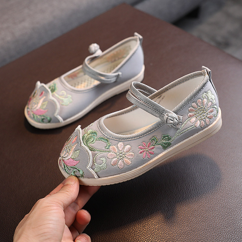 女童汉服中国国风绣花鞋儿童古风表演舞蹈鞋小女孩儿童汉服鞋