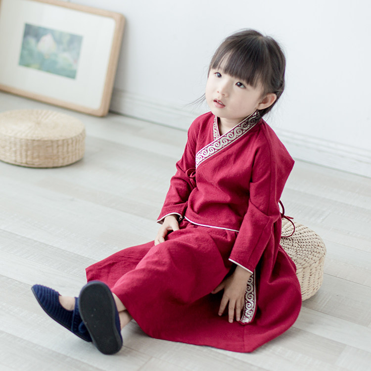 儿童汉服女宝宝中国风亲子装母女装春秋童装小孩唐装改良女童儒裙