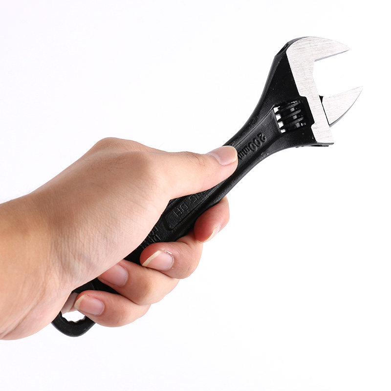 胜达大开口美式活动发黑活络活口扳手可调式带刻度4/6/8/10/12寸