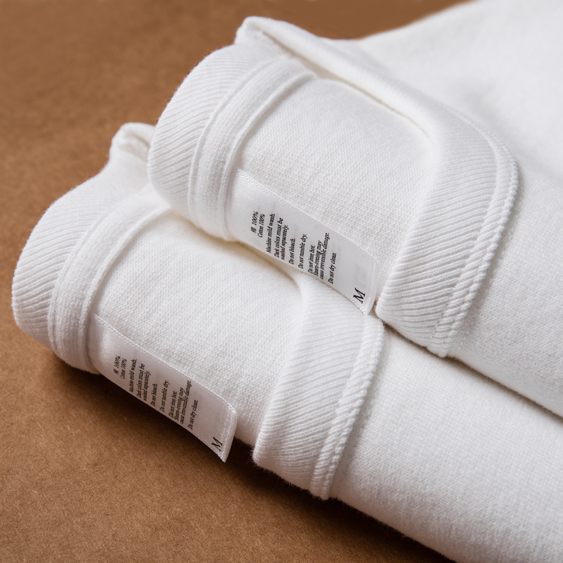 300g日本重磅白色长袖T恤男纯棉秋季纯色圆领厚实打底衫男女通穿