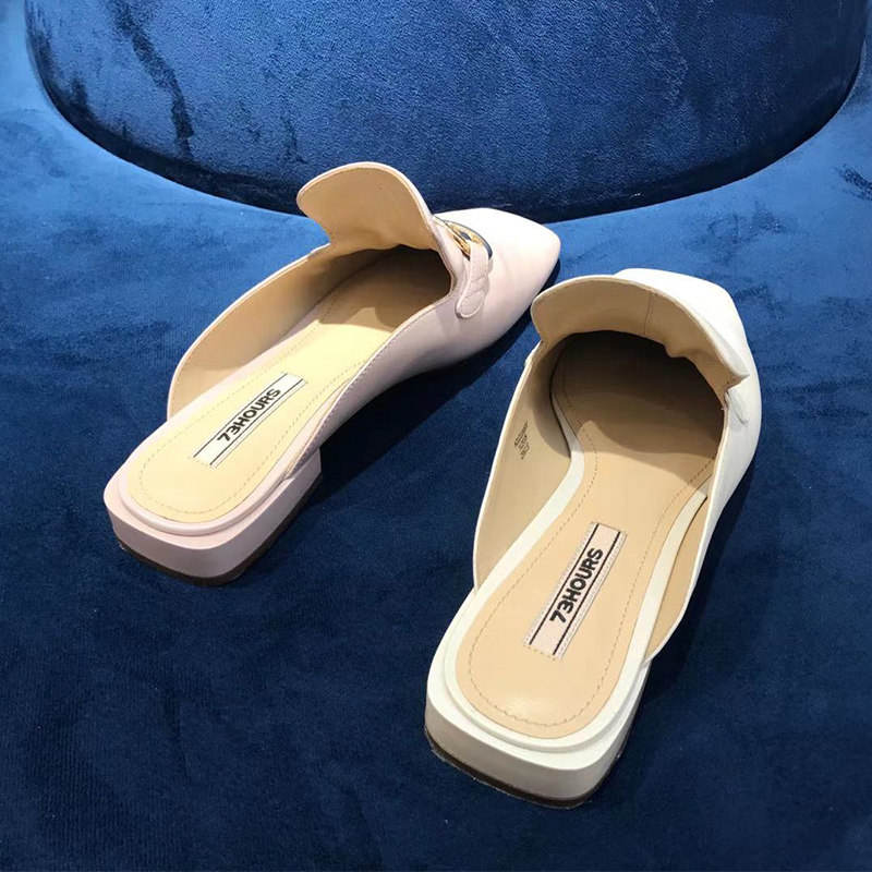 2021春季新款73hours73小时女鞋平跟方跟金属装饰穆勒单鞋女凉拖