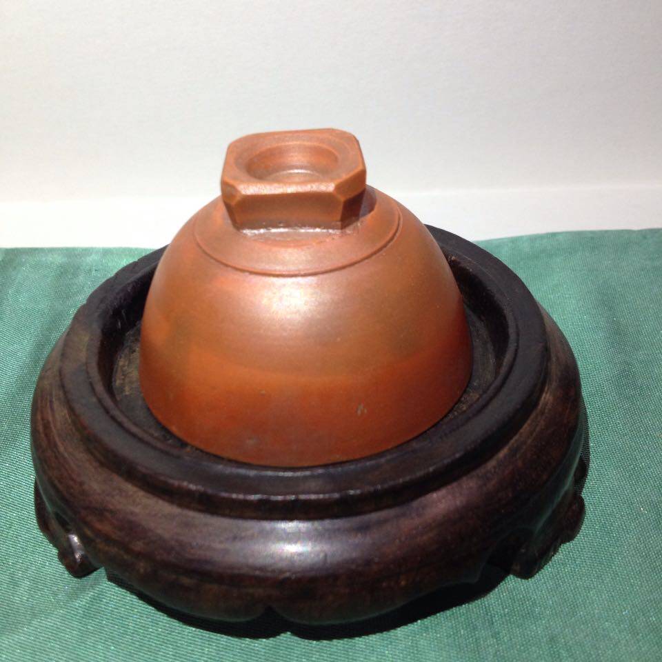 日本大正明治红备前烧柴烧手工薄胎小茶杯四方茶杯