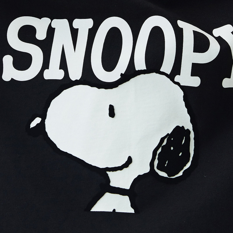 fun潮牌peanuts联名19新款潮流街头酷休闲宽松卡通舒适黑色男t恤