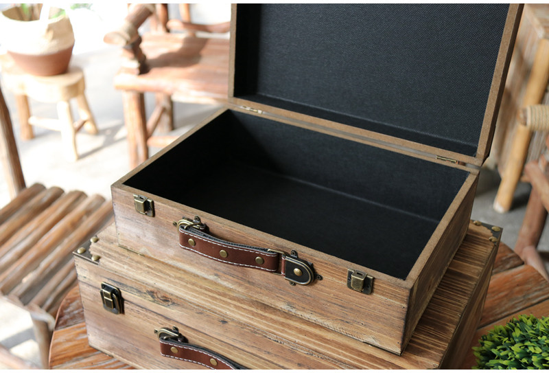 手提箱田园做旧复古手提箱子木质民宿橱窗装饰花篮