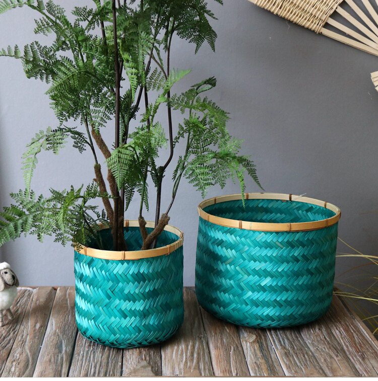 民族风竹编花盆盆花手工编织插花花篮储物收纳花篮