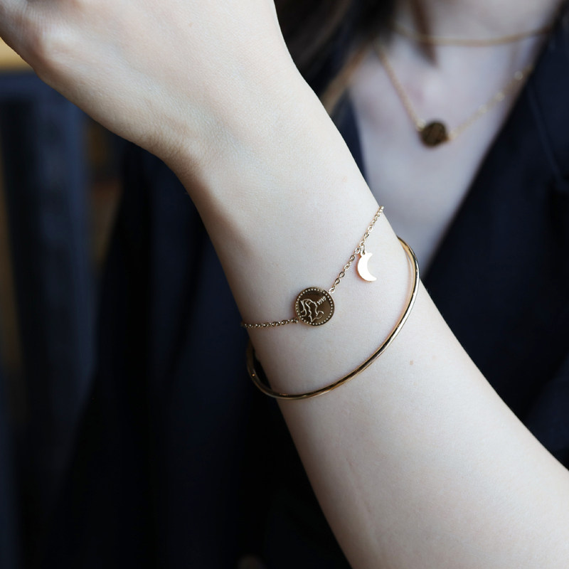 zoxi网红美人头开口调节手镯ins小众设计冷淡手镯