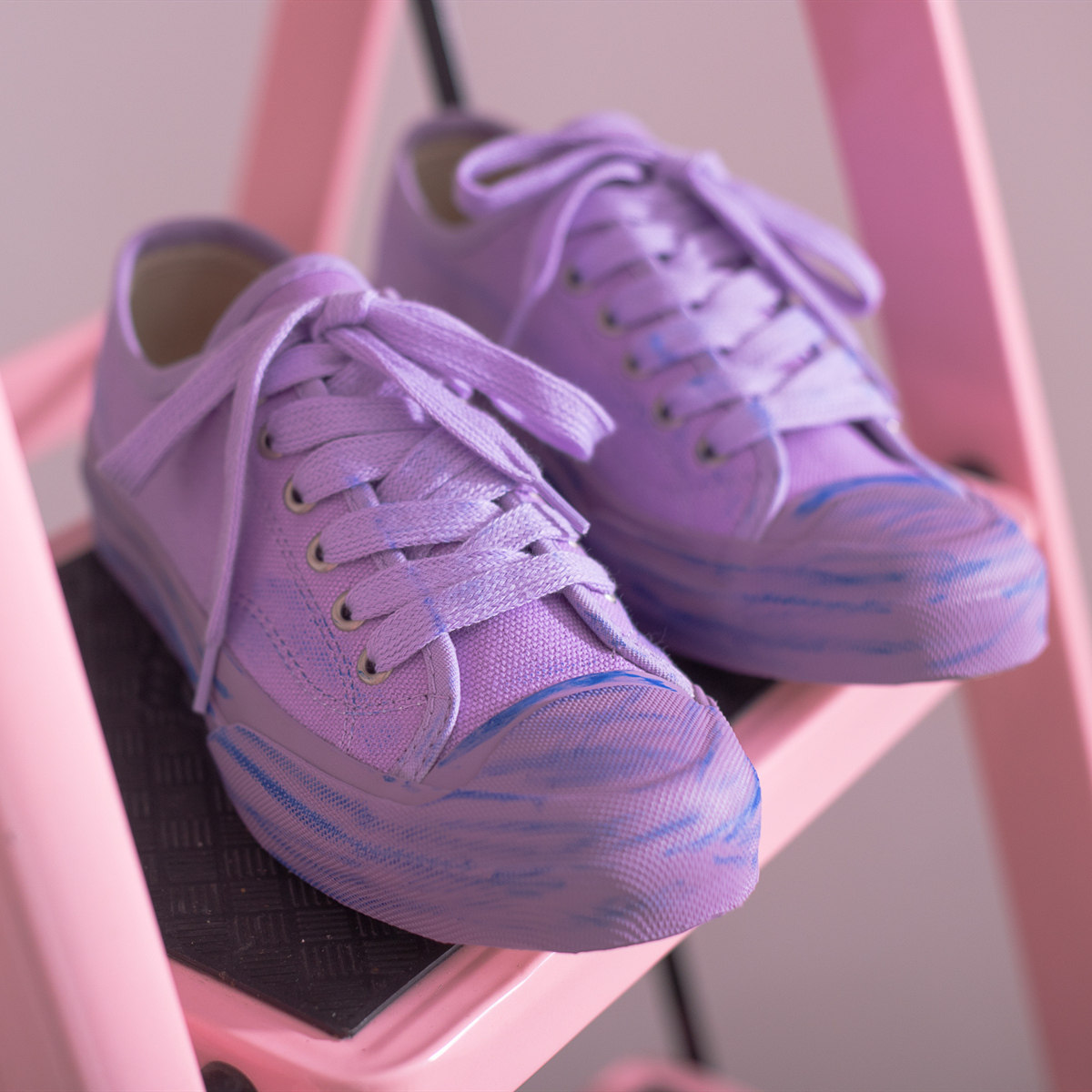 2019新款紫色帆布鞋山本风日系百搭小脏鞋复古vintage硫化鞋原宿