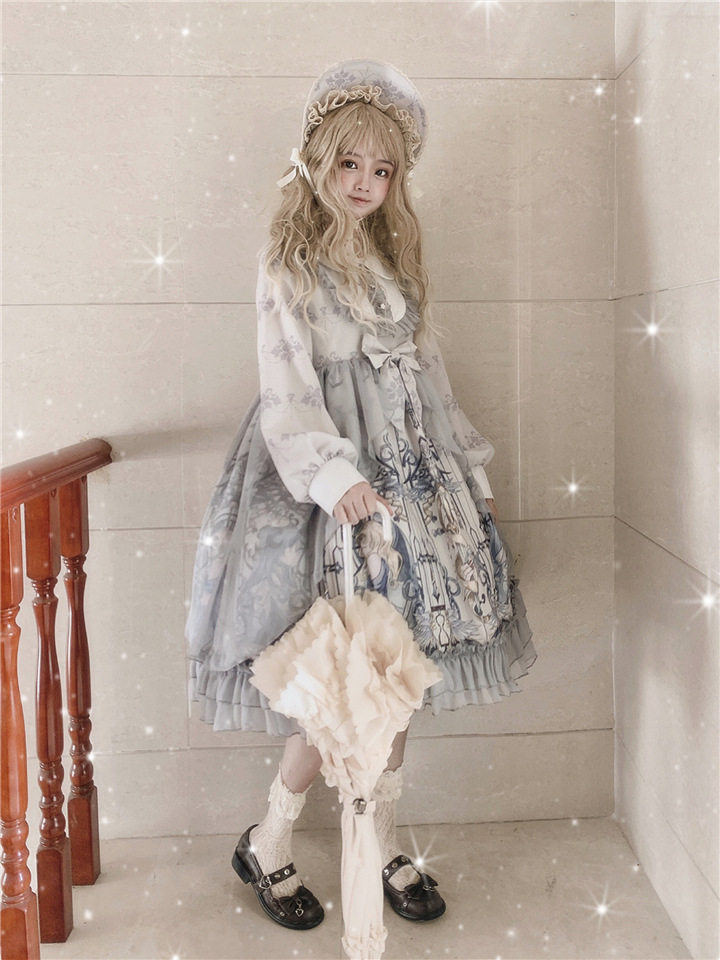 原创正版lo娘裙op轻lolita日常洛丽塔套装复古洋装少女软妹连衣裙