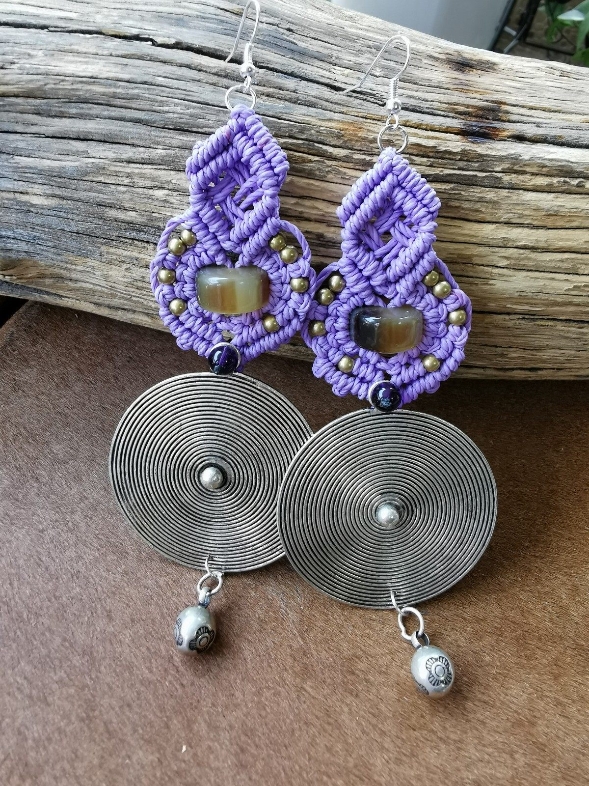 手工蜡线苗银耳环耳环