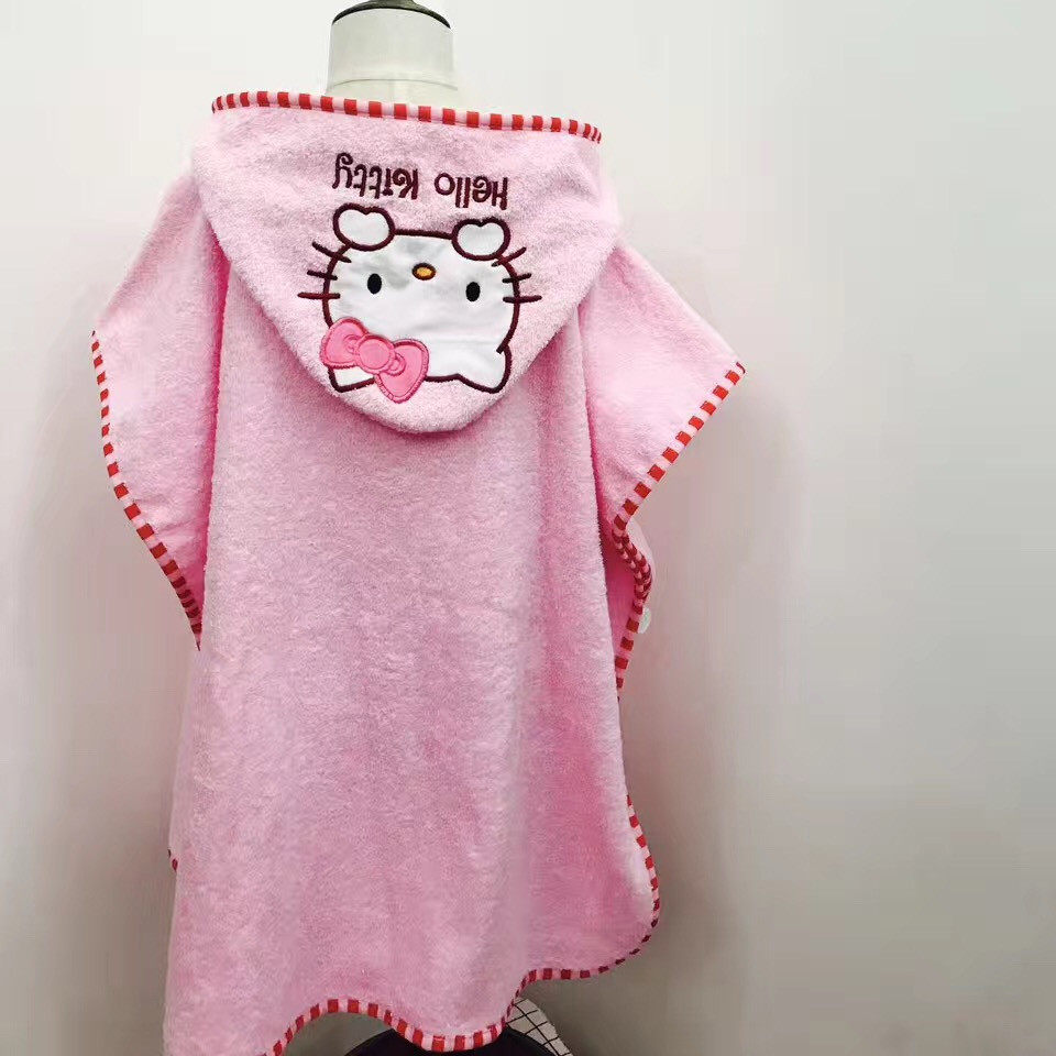 纯棉毛巾料儿童带帽斗篷浴袍浴巾全棉双面毛巾圈宝宝家居服游泳衣