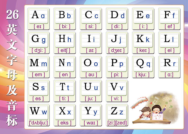 26个英文字母表大小写笔顺笔画少儿启蒙海报贴纸玩具