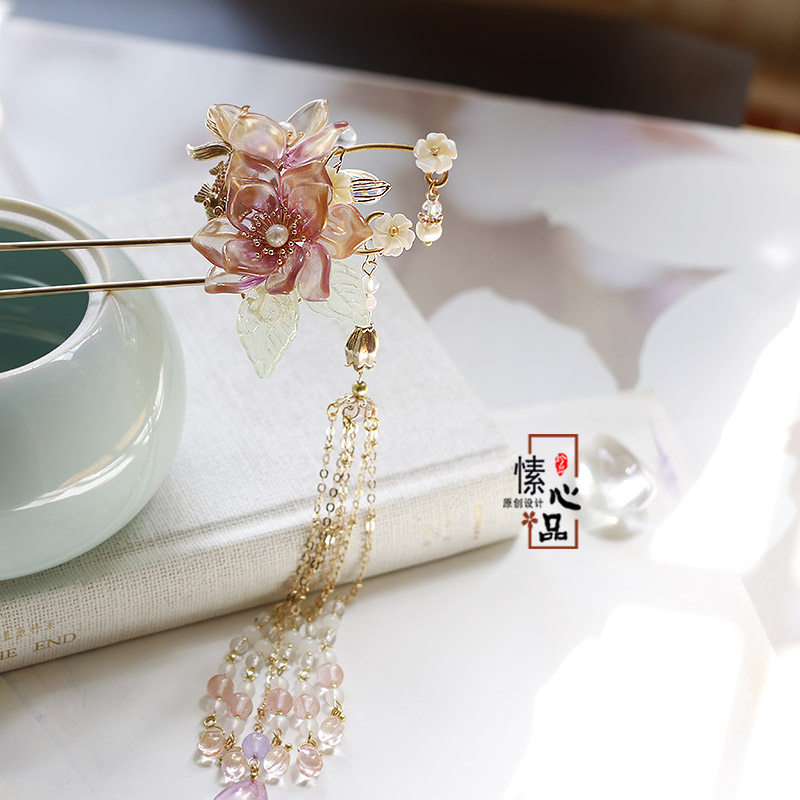 愫心汉服发饰琉璃步摇发簪百搭保色古风头饰发饰