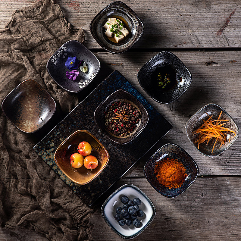日式小碟碟子陶瓷方形调味火锅酱料酱油小吃碟
