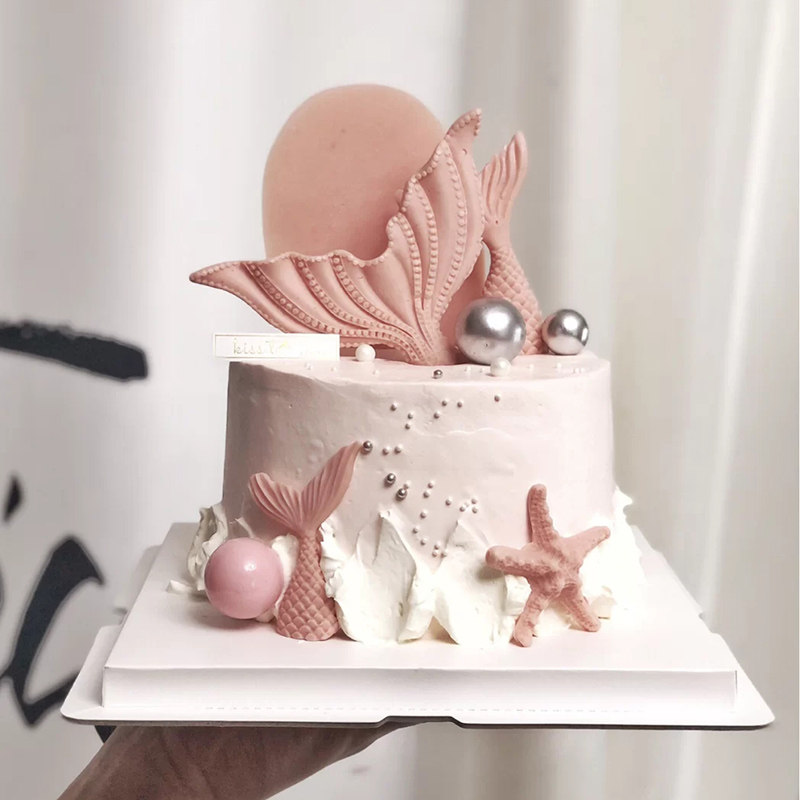 蛋糕巧克力翻糖模具海洋鱼尾海螺贝壳节日装扮用品