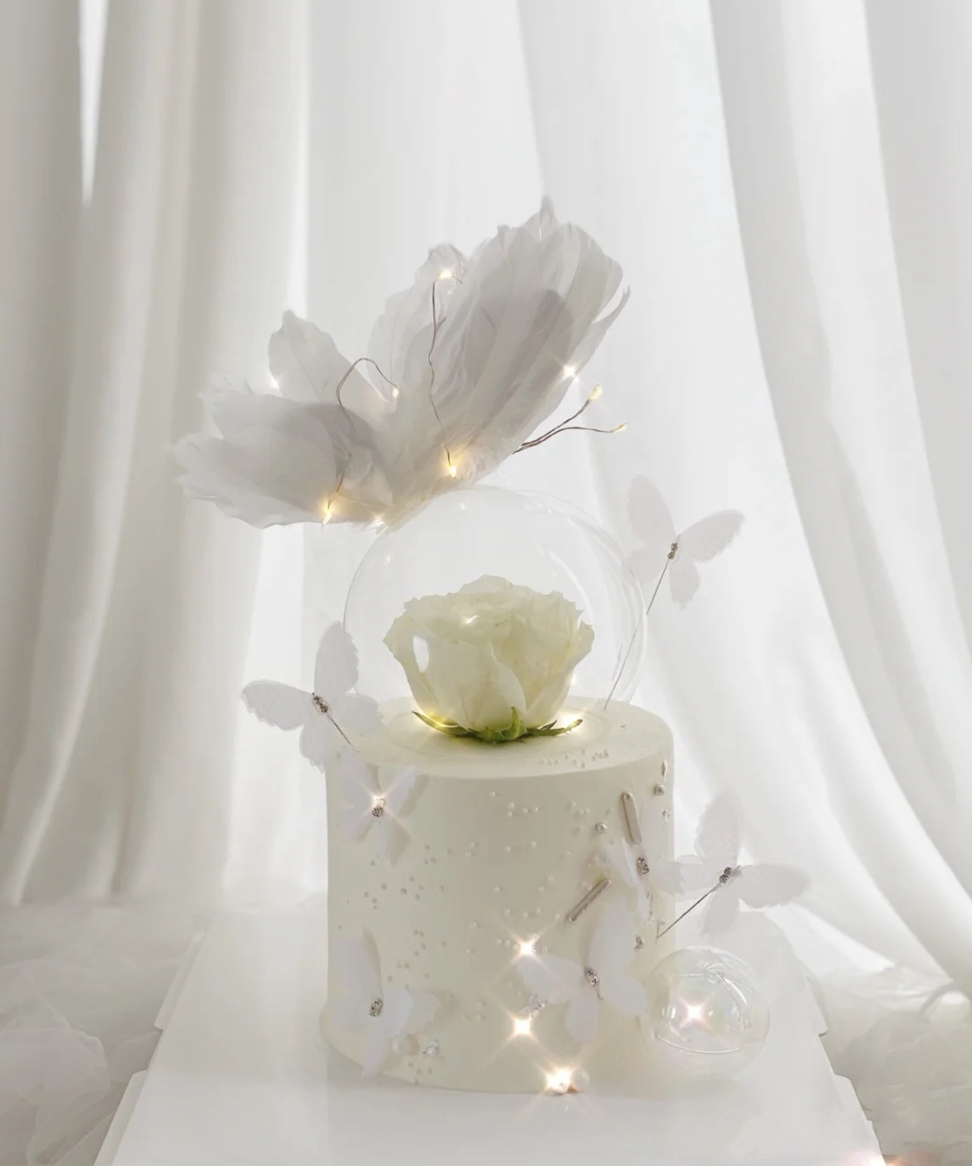 网红红羽毛翅膀蝴蝶蛋糕装饰插件女神仙女水晶节日装扮用品