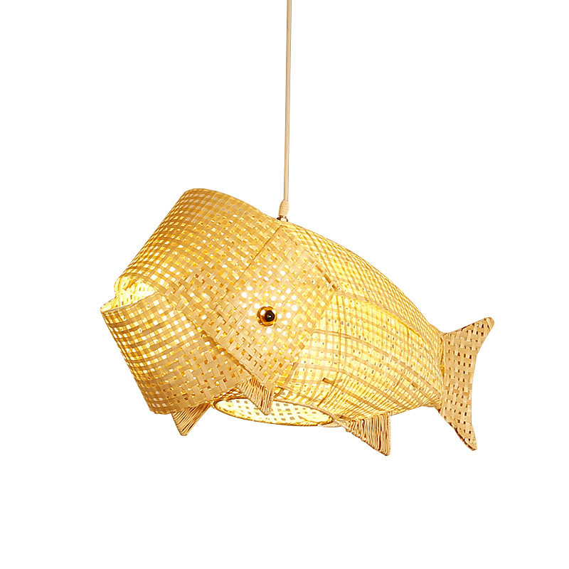 中式吊灯餐厅鱼灯竹编灯火锅店饭店创意个性工程定制酒店鱼形吊灯