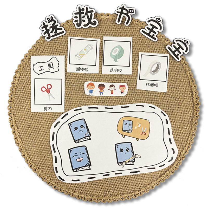 幼师口袋语言区阅读装饰环创材料墙贴图书修补壁饰