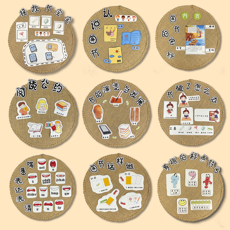 幼师口袋语言区阅读装饰环创材料墙贴图书修补壁饰