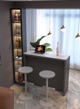 阳台桌吧台酒柜餐边柜一体靠墙餐桌