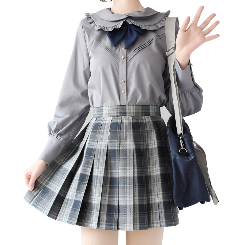 jk天羽羽川格裙半身裙女春夏季裙子百褶裙短裙半身裙