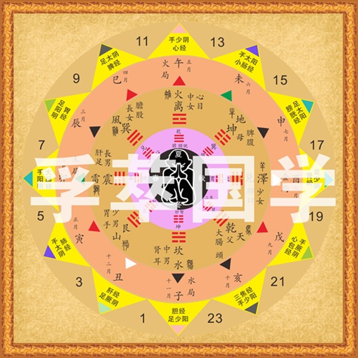 国学热卖现代装饰画易经周易脐针八卦图中医针灸现代装饰画