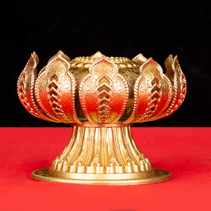 手摇底座纯铜慧宝藏式吉祥莲花佛像莲台幢座摆件