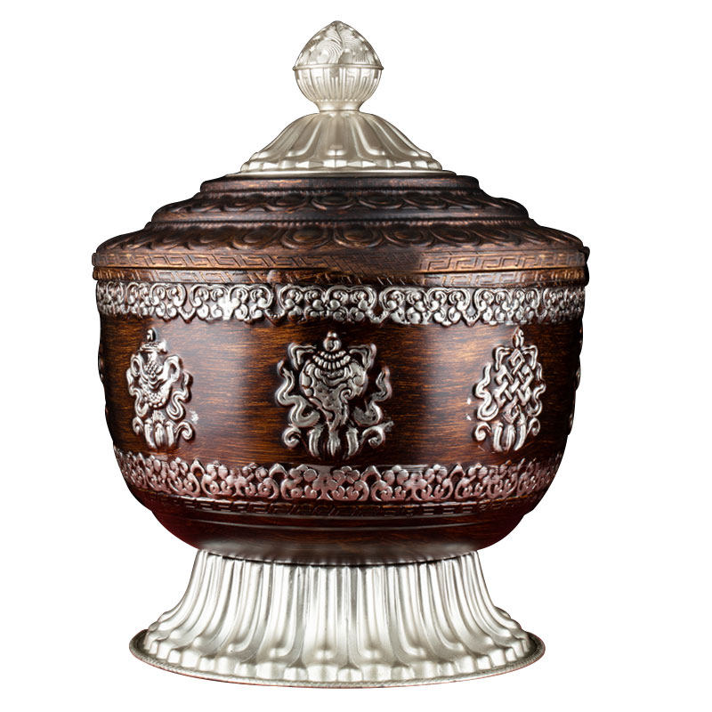 果盘西藏藏式八吉祥糌粑百宝客厅家用水果碟复古摆件