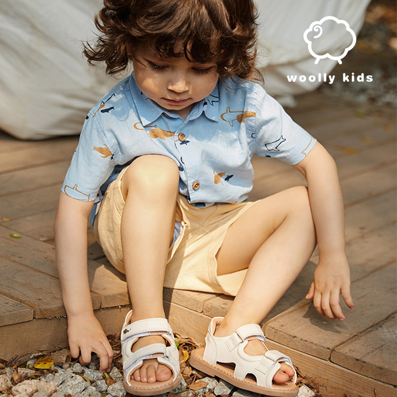 澳洲woollykids春夏凉鞋露趾牛皮运动魔术防滑女童凉鞋