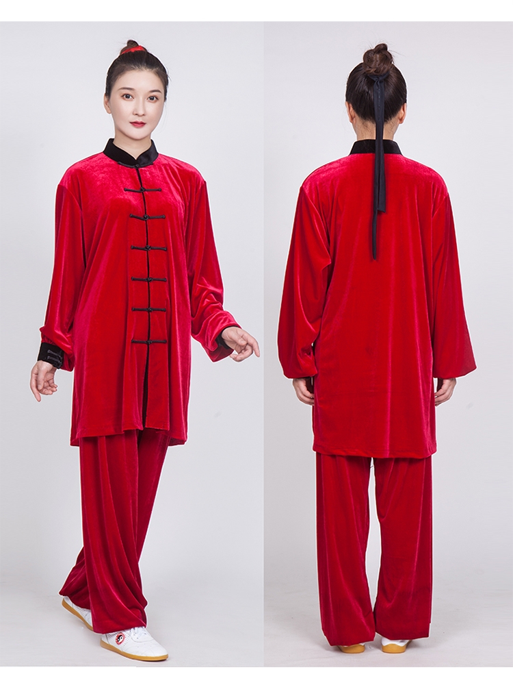 中长太极服女修身秋冬季2022新款高端金丝绒太极拳太极服