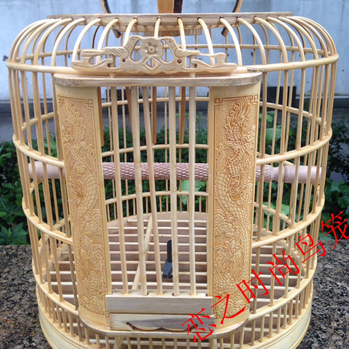 竹制笼鸟配件鸟笼竹笼画眉鸟笼子雕花竹鸟笼鸟类用品