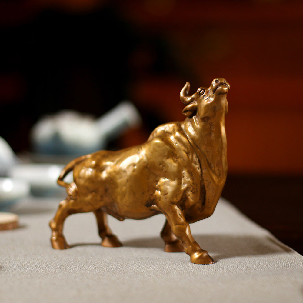金蜗牛纯铜牛办公室摆件华尔街牛气冲天招财开业礼品镇宅风水艺品