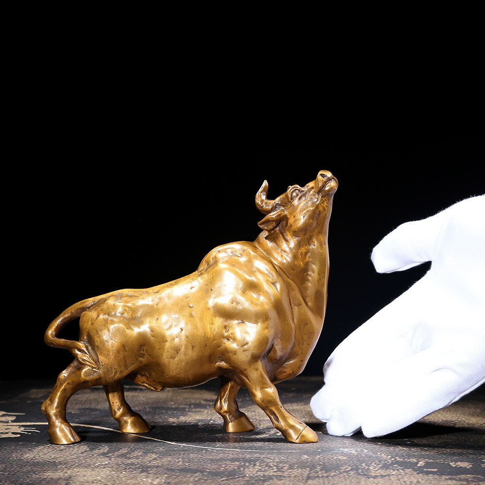 金蜗牛纯铜牛办公室摆件华尔街牛气冲天招财开业礼品镇宅风水艺品