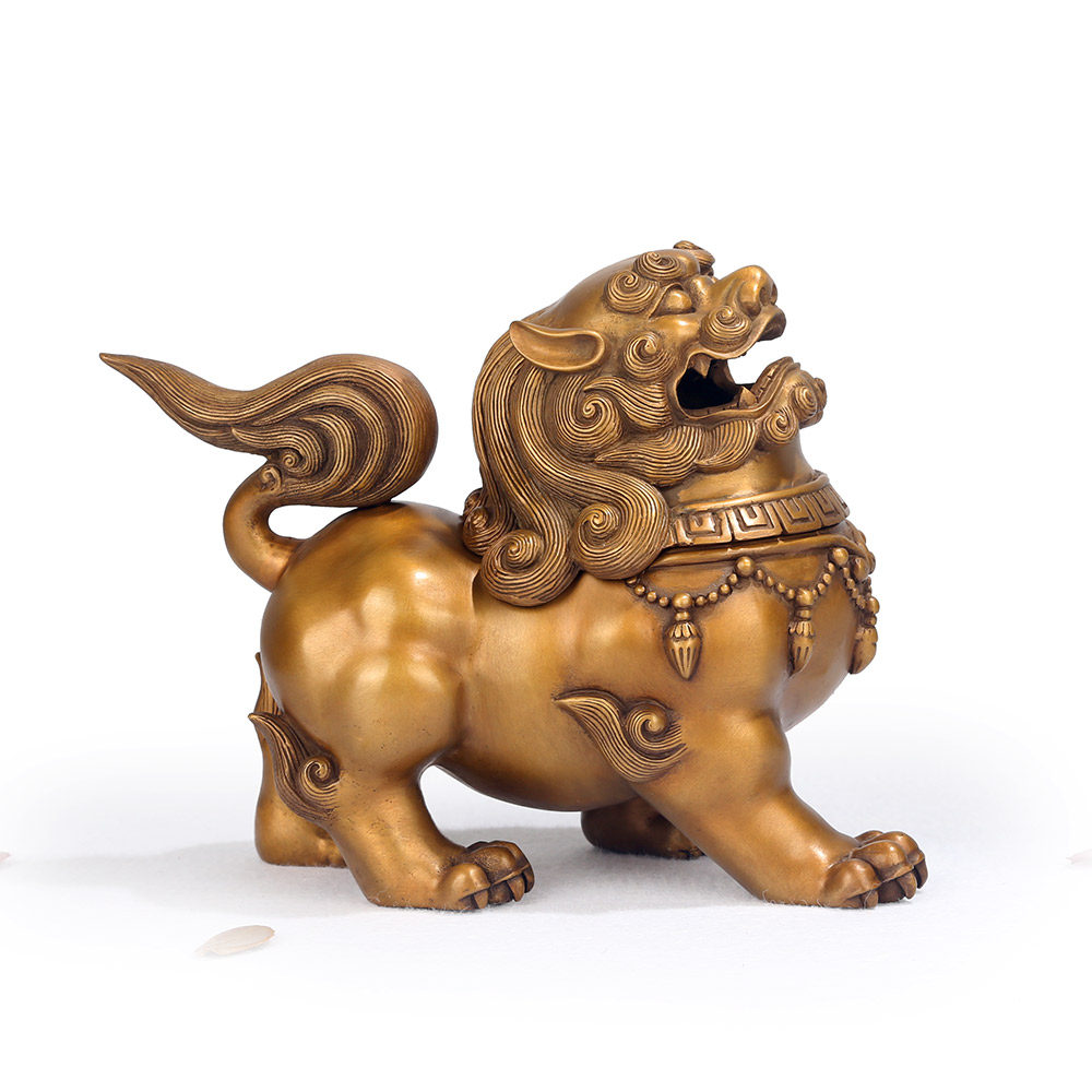 金蜗牛铜朝天狮香熏手工狮子香炉香道创意礼品香薰炉